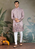 Lilac Purple Sequence Embroidered Cotton Kurta With Dupatta