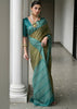 Green & Blue Printed Tussar SIlk Saree