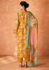 Marigold Yellow Embroidered Suit Set With Floral Print