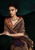 Coffee Brown Designer Tissue Silk Saree With Printed Blouse