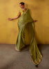 Kiwi Green Woven Embroidered Chiffon Saree