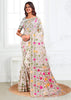 Moon White Woven Linen Cotton Silk Saree