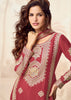 Pompeian Red Wedding Wear Embroidered Plazzo Set