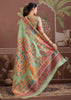 Pista Green Woven Cotton Kashmiri Jamewar Saree