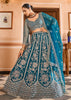 Persian Blue Embroidered Net Lehenga