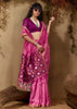Carmine Pink Woven Cotton Silk Saree