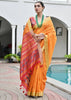 Orange Woven Silk Saree With Patola Pallu