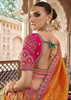 Pink & Yellow Banarasi Silk Embroidered Lehenga
