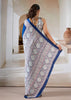 Navy Blue Printed Satin Silk Saree
