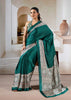 Antique Green Printed Satin Silk Saree
