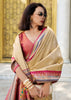 Elegant Beige Tissue Banarasi Silk Saree with Contrast Border