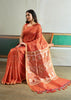 Spicy Orange Woven Tussar Silk Saree