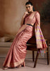 Peach Pink Woven Banarasi Silk Saree