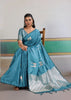 Heritage Blue Woven Satin Silk Saree