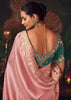 Ruby Pink Woven Embroidered Saree