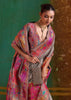 Taupe Grey Woven Cotton Kashmiri Jamewar Saree