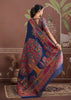Midnight Blue Woven Cotton Kashmiri Jamewar Saree