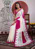 Hot Pink Printed Satin Silk Saree