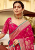 Raspberry Pink Woven Banarasi Designer Silk Saree With Embroidered Blouse