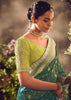 Navigate Green Banarasi Designer Silk Saree With Embroidered Blouse