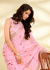 Blush Pink Woven Linen Silk Saree