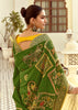Piquant Green Woven Banarasi Designer Silk Saree With Contrast Blouse