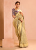 Dusky Cream Woven Banarasi Designer Tissue Silk Saree With Embroidered Blouse