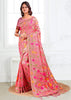 Peach Pink Woven Linen Cotton Silk Saree