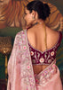 Blush Pink Woven Embroidered Saree