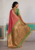 Rust Orange Woven Silk Saree With Contrast Blouse