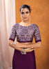 Passion Purple Satin Silk Saree with Ajrakh Printed Pallu and Blouse