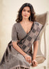 Fossil Grey Woven Linen Silk Saree