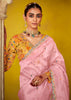 Sweet Pink Woven Embroidered Chiffon Saree