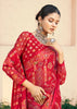 Fiery Red Printed Georgette Silk Saree