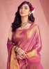 Magenta Pink Woven Tissue Silk Saree
