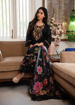 Black Floral Embroidered Suit Set (10702891548865)
