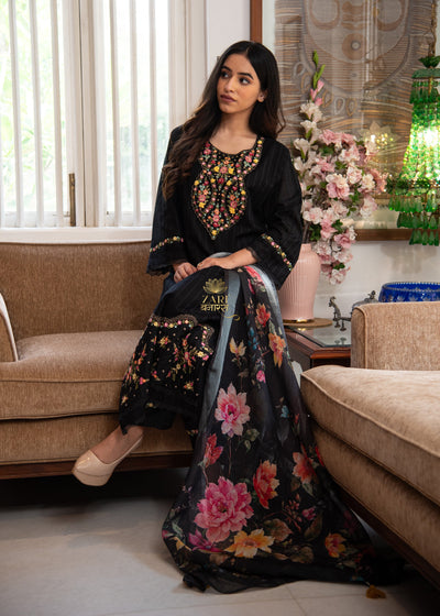 Black Floral Embroidered Suit Set (10702891548865)