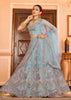 Light Blue Embroidered Net Lehenga