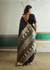 Phantom Black Woven Tussar Silk Saree