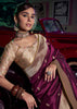 “Exclusive Offer” : Wine Purple Woven Banarasi Silk Saree With Embroidered Blouse