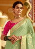 Sweet Green Woven Banarasi Designer Silk Saree With Embroidered Blouse