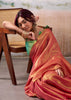 Sunset Orange Woven Tissue Silk Saree