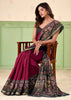 Burgundy kalamkari Printed Cotton Silk Saree