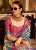 Peacock Blue Woven Tissue Silk Saree