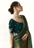 Hunter Green Designer Organza Tissue Silk Saree