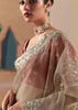 Beige Embroidered Designer Silk Saree