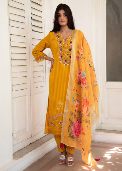 Mustard Yellow Embroidered Suit Set (10702890303681)