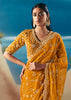 Saffron Yellow Satin Organza Embroidered Saree