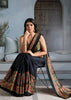 Jet Black Printed Satin Silk Saree