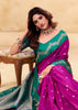 Magenta Pink Woven Satin Silk Saree